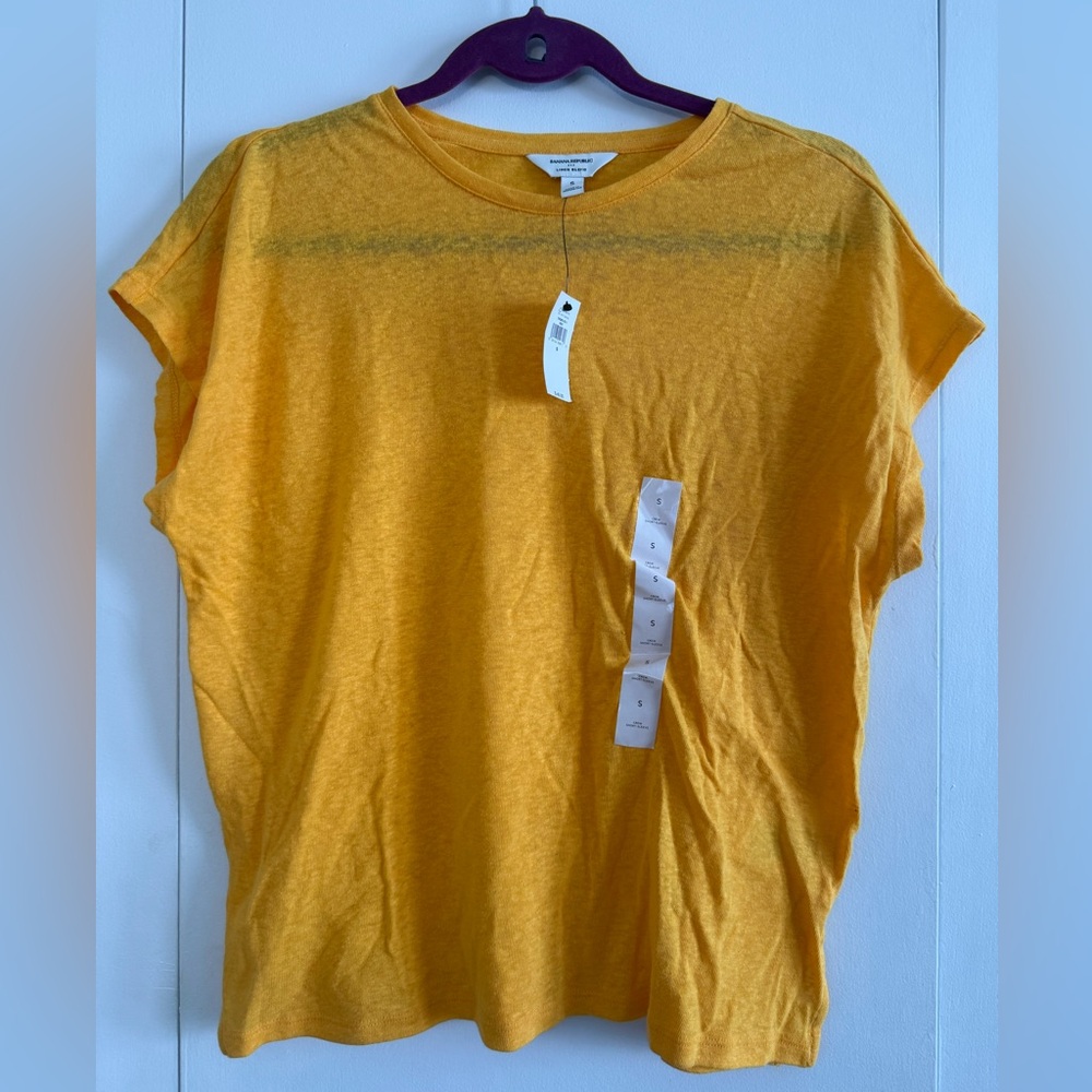 Banana Republic Linen Blend Yellow Short Sleeve Top